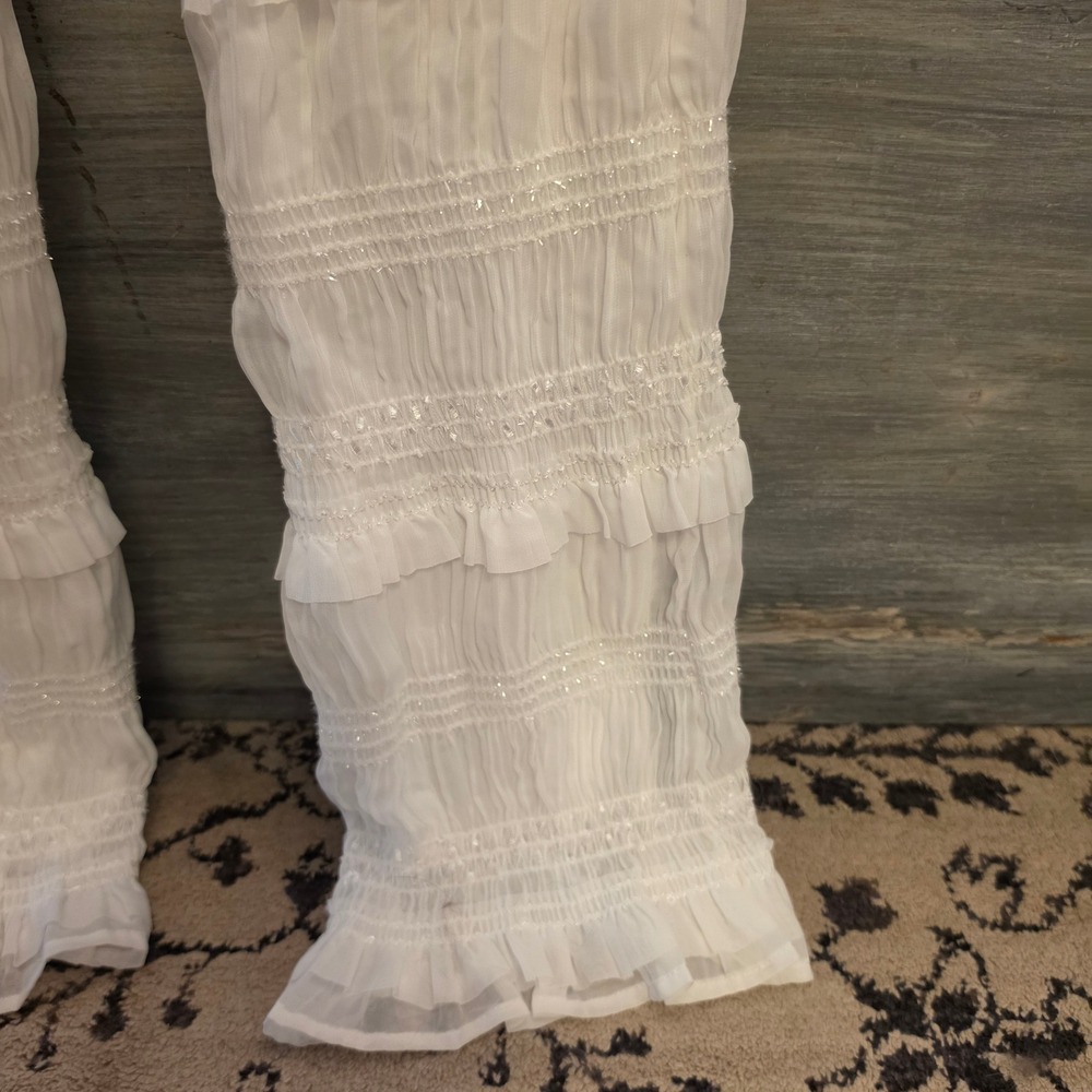 Fashion Nova "Keila" White Smocked Tiered Ruffle Jumpsuit Size Medium NWT - Picture 6 of 13